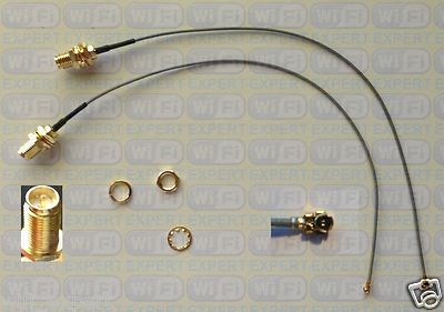 2 Mini PCI U.FL / IPX to RP-SMA Antenna WiFi Pigtail Cable