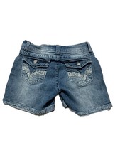 No Boundaries Jean Shorts Y2K Style Embroidered Pockets 7 Juniors Frayed Cutoffs