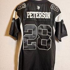 Reebok Adrian Peterson Minnesota Vikings On Field Jersey Mens 54 Black Nfl 28