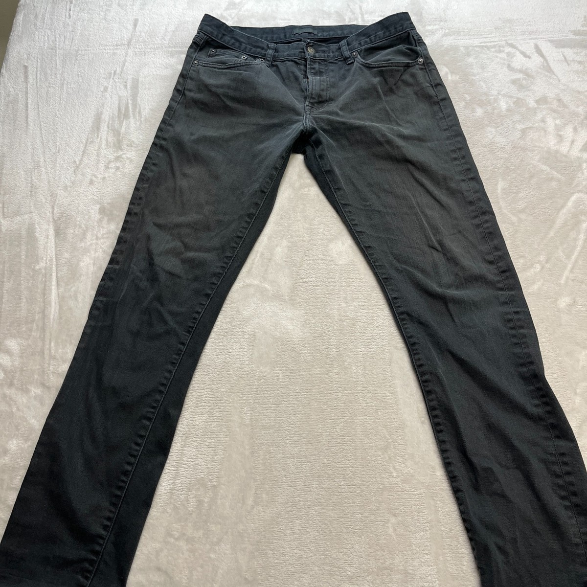 Mens Uniqlo UJ Denim Jeans Slim Straight Low Dark Wash 33x34 Fit