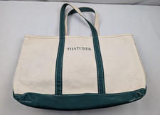 Vintage 90s LL Bean Boat And Tote Large Canvas GREEN Trim USA Monogrammed