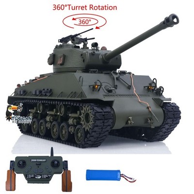 1/16 RC Tank Sherman M4A3 E8 Fury Edition IR BB Shooting 360° Rotate Turret