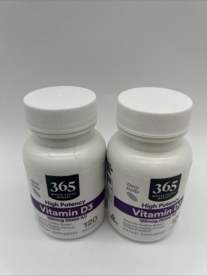 NEW 365 Whole Foods Market High Potency Vitamin 3 Dietary Supplement Lot Of 2