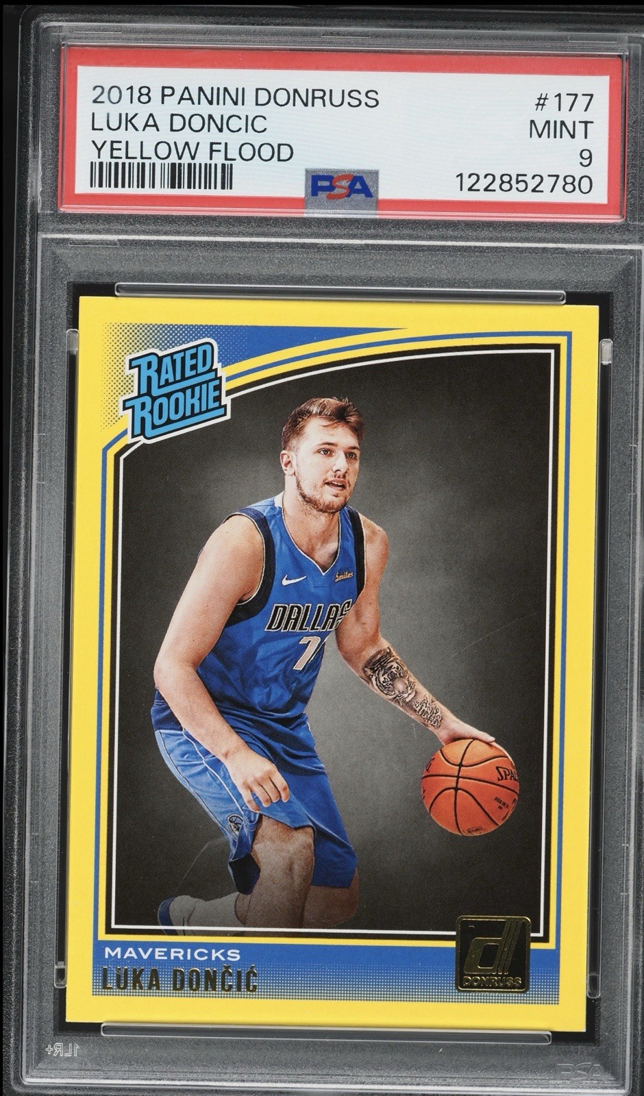 2018 Donruss Yellow Flood Luka Doncic ROOKIE #177 PSA 9 MINT