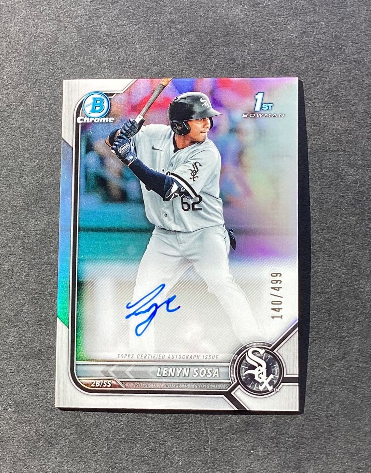 Lenyn Sosa 2022 Auto Rc Bowman Chrome Refractor /499 1st Rookie Autograph Sox ⚾
