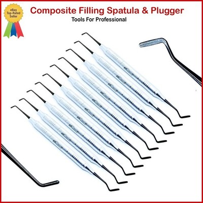10PCS Dental Composite Filling Instruments Spatula & Plugger Titanium Black Tips