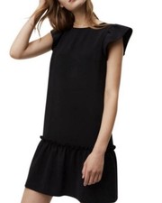Ann Taylor Loft Flutter Sleeve Flounce Dress | Black | Size XSmall P