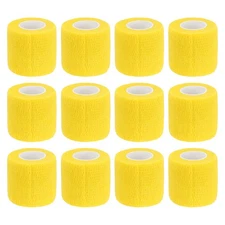 12 Rolls Adhesive Elastic Tape Bandage 2" x 5 Yards Wrap Knee Tape Yellow