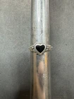 2.4g VTG Sterling Silver 925 Black Inlay Heart Ring Size 7.75 Jewelry Lot O