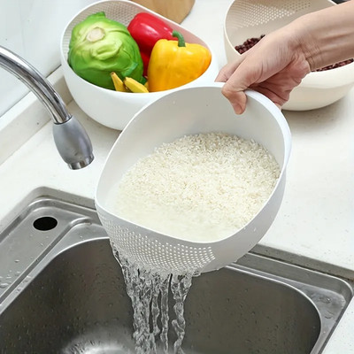 Multi-Purpose Rice and Vegetable Drainage Basket Sieve for Kitchen Use
