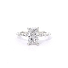 IGI Certified 3.15 TCW Radiant Cut Lab Grown Diamond Halo 14K Gold Wedding Ring
