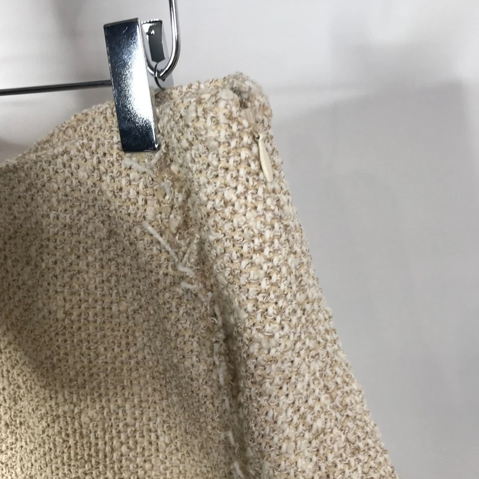 Rag Bone Skirt Womens 10 Medium Beige Tan Ivory Mini Tweed Fringe Luxury Neutral - Image 4 of 4