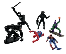 Spiderman (4) & Friends (2) Action Figures, Lot of 6, 4"- 6" Tall Variety GUC