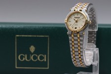 [Near MINT Full Set] GUCCI 9000L White Dial Quartz Women's Watch Date Two-Tone