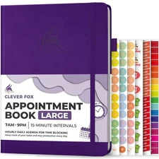 Clever Fox Appointment Book – Hourly Schedule Planner with 15-Minute Incremen...