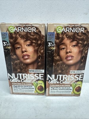 2 Pack Garnier Nutrisse Ultra Color Caramelo Blonde LC1 For Soft Black Hair