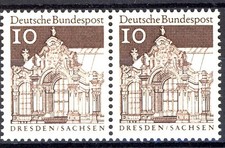 490 Bauwerke gro&szlig; 10 Pf waag. Paar ** postfrisch