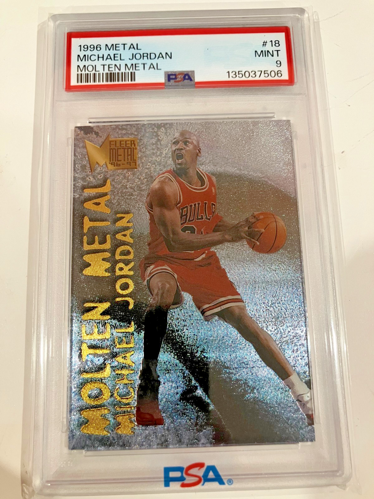 1996 Metal Molten Metal Michael Jordan #18 PSA 9 Mint