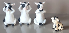 Cow Figurines Set Farmhouse Decor See Hear Speak No Evil + Cow Toothpick Holder