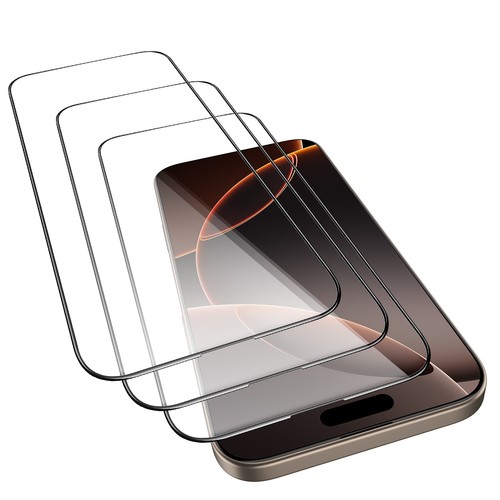 IPhone 16 Pro Universal Full Package Silk Screen Tempered Glass Film Black 3-Pie - Picture 2 of 17