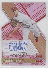 2019 Panini Elite Extra Edition Status Red Die-Cut 18/75 Erik Miller Auto 3v8