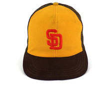 Vintage 80s San Diego Padres Baseball Hat L/XL Mesh Trucker Style w/Snap Back
