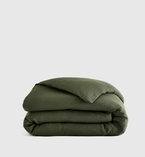 Quince European 100 Linen Duvet Cover Full Queen Pine Green