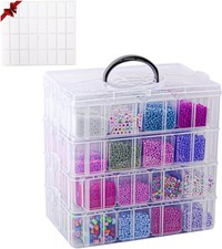 VTG Bead Organizer Box, 112 Pcs Small Organizers, 3-Tier Bead Storage Containers