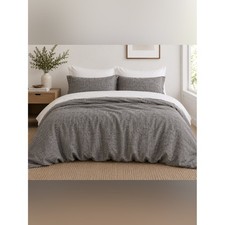 European Linen Full/Queen Size Duvet Cover Set Charcoal Chambray