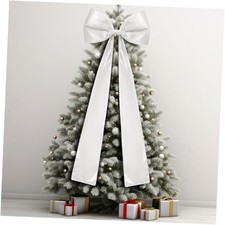 Extra Large Christmas Satin Bows Christmas Tree Topper 20 x 47 Inches White
