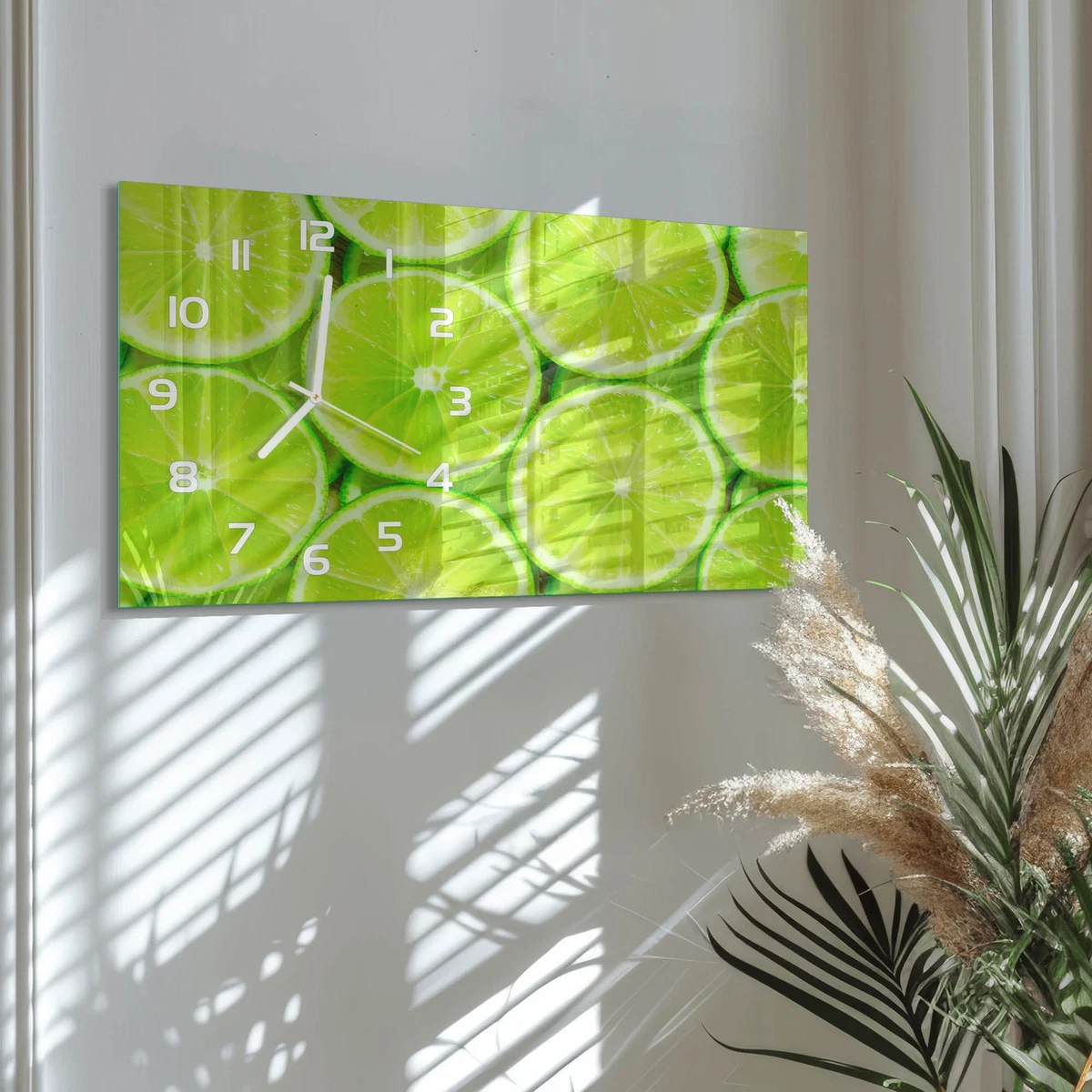 Reloj de Pared Rectangular Horizontal de Vidrio Templado Premium Limas 60x30 cm