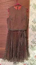 VTG Beautiful Jack Bryan Chiffon Flowy Sleeveles Dress Brown Polka Dot 8