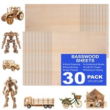 30 Pack 12x12x1/8 Basswood Sheets for Crafts,3mm Craft Wood Plywood,Unfinishe...