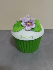 Hallmark "February" Birthday Cupcake Trinket Dish-Violets