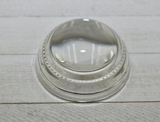 VTG Round Dome Magnifying Glass Paperweight Rippled / Beaded Inside Edge Desk 3"