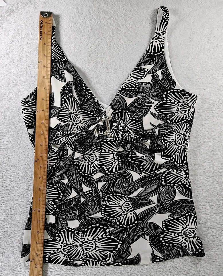 Sujetador acolchado Cache Swim Top blanco y negro floral tropical con serpiente talla grande  Foto 4 de 4