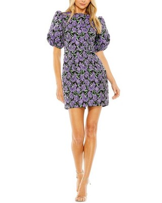 Mac Duggal Bubble Sleeve Brocade Mini Dress Women's  2