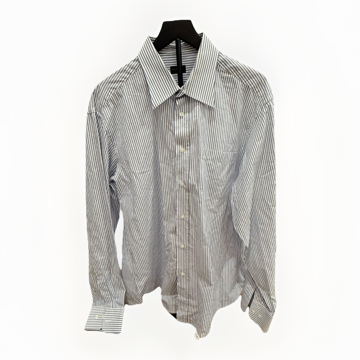 mens pinstripe dress shirt Express Long Sleeve Button Down XL 17 / 17-1/2 free cotton shirts resist creases VALENTINO ROMA MENS DRESS SHIRT