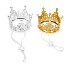 2pcs Pet Party Crown: Dog Cat Birthday Crown Hat - Pet Party Headband Cap