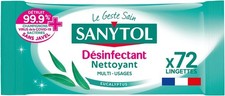 Sanytol - Lingettes Désinfectantes Multi-Usages - Eucalyptus - x72 -