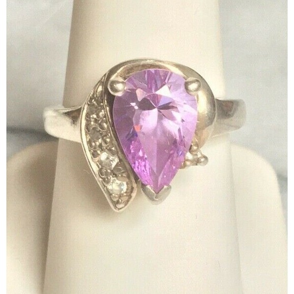 SOLID 925 STERLING SILVER CLEAR & AMETHYST COLORE… - image 1