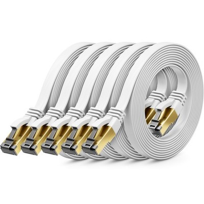 5x 1m CAT 8 Patchkabel Flachkabel RJ45 LAN DSL Kabel Ethernet Netzwerkkabel