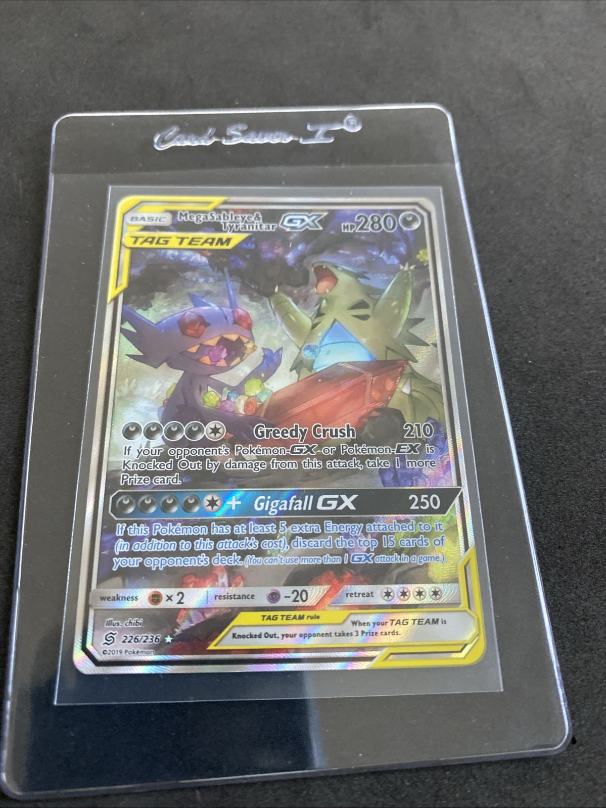 Mega Sableye & Tyranitar GX (Alternate Full Art) 226/236 Sm-Unified Minds NM/LP