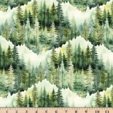 Bigfoot Country Scenic Trees Allover 6127 100 Cotton half yd continuous cuts