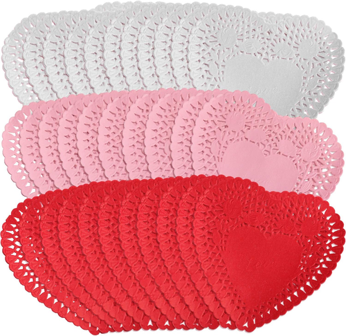 500 Pcs Valentines Day Heart Paper Doilies 4 Inch Heart Lace Paper Doilies Red P - Picture 10 of 12
