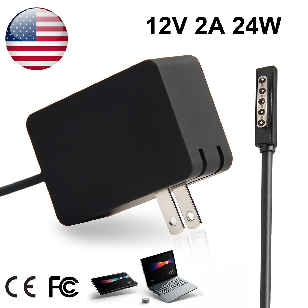 12V 2A Power Adapter Charger For Microsoft Surface Pro 1 & 2, Surface RT (1512/1516)