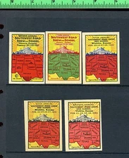 WICHITA KANSAS LOT OF 5 VINTAGE SOUTHWEST ROAD SHOW AND SCHOOL POSTER STAMPS
