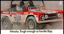 1972 Minolta SR-T 101 Camera Ford Bronco Baja Rally Vintage Print Ad Wall Art