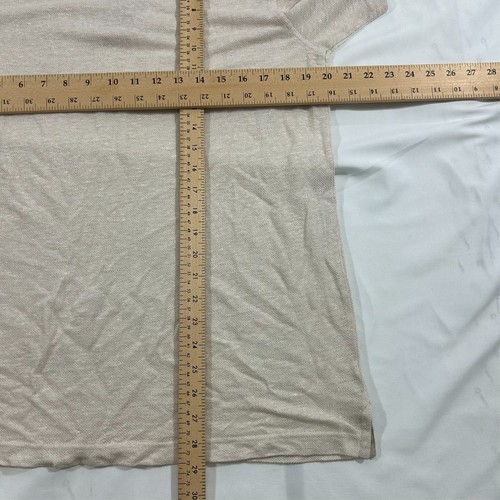 Tasso Elba Polo Shirt Men's Small Ivory 100% Linen Short Sleeve Golf A229 - Picture 6 of 6