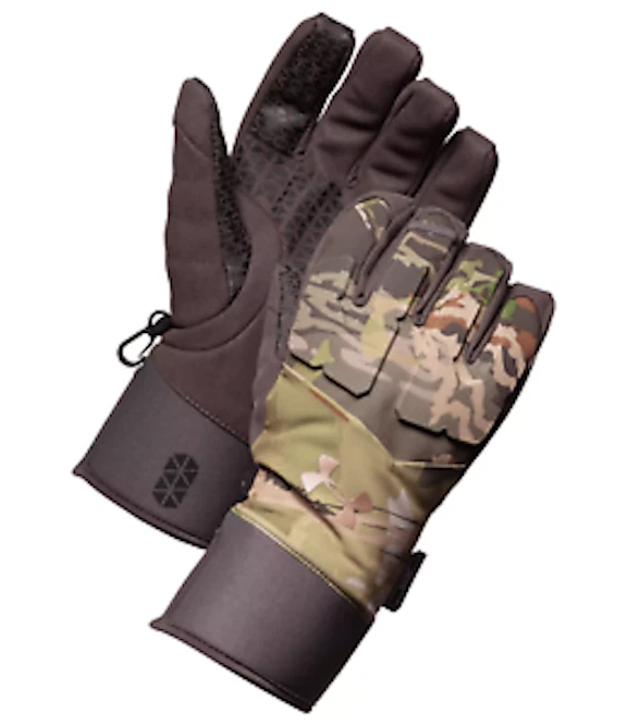 Under Armour Women's Mid Season Gloves Forest Camo / Metallic Beige Logo NWT - L